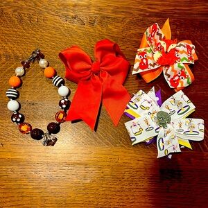 🍁FALL HAIR BOW & NECKLACE LOT!🍁